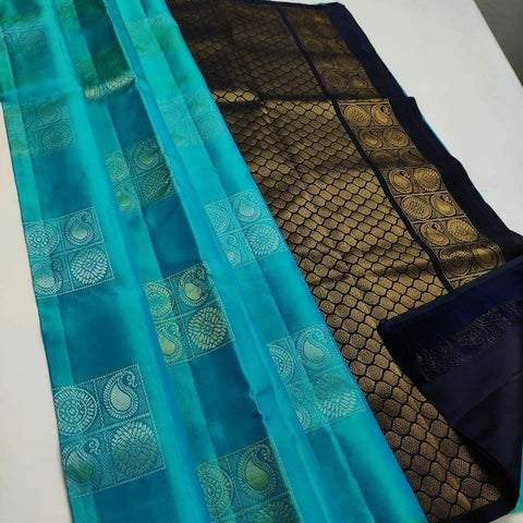 VastraLakshmi Gratifying Firozi Soft Silk Saree With Woebegone Blouse Piece