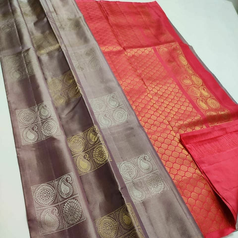 VastraLakshmi Eloquence Grey Soft Silk Saree With Demesne Blouse Piece