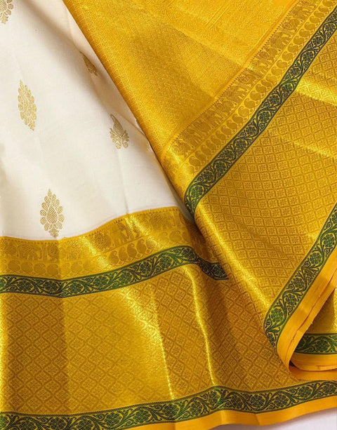 VastraLakshmi Luxuriant Off White Soft Silk Saree With Glittering Blouse Piece