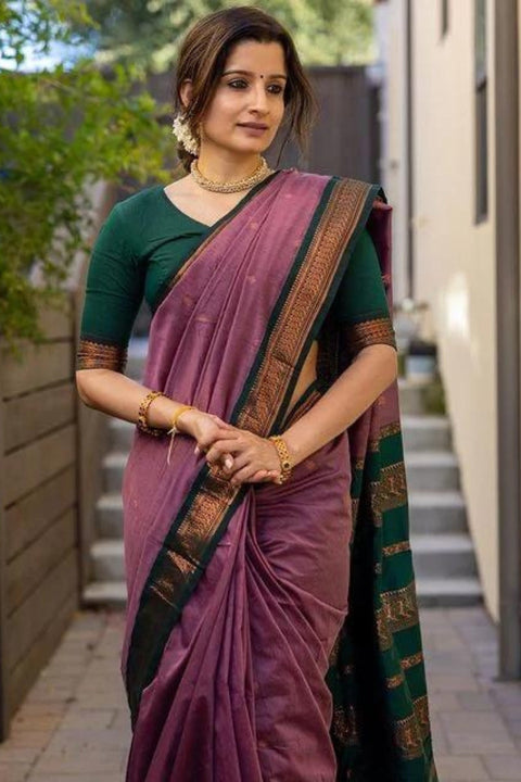 VastraLakshmi Bewitching Lavender Soft Silk Saree With Vibrant Blouse Piece