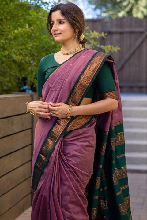 VastraLakshmi Bewitching Lavender Soft Silk Saree With Vibrant Blouse Piece