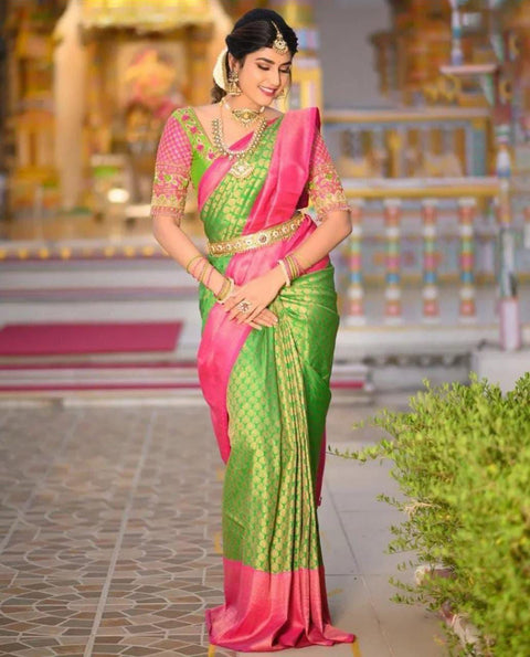 VastraLakshmi Fantabulous Perrot Soft Silk Saree With Resonant Blouse Piece