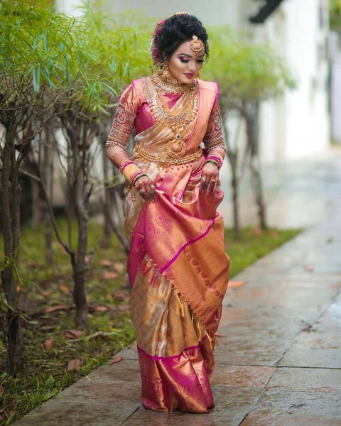 VastraLakshmi Snazzy Beige Soft Silk Saree With Opulent Blouse Piece