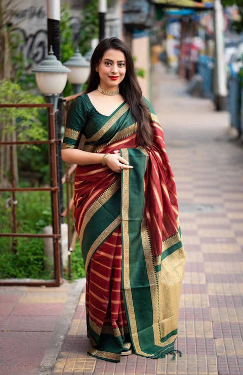 VastraLakshmi Splendorous Maroon Soft Silk Saree With Enamoring Blouse Piece