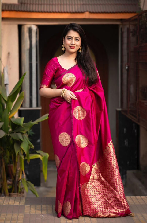 VastraLakshmi Impressive Dark Pink Soft Silk Saree With Staring Blouse Piece