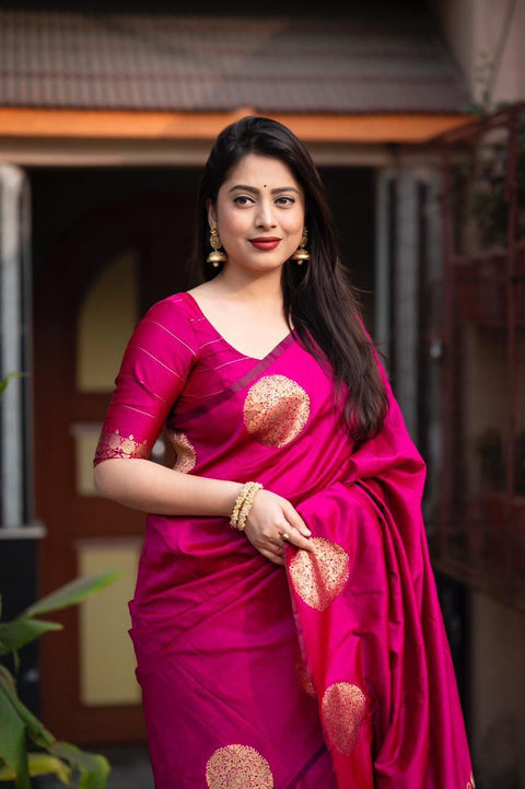 VastraLakshmi Impressive Dark Pink Soft Silk Saree With Staring Blouse Piece