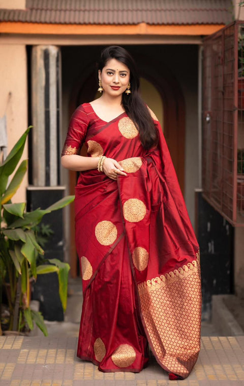 VastraLakshmi Charming Maroon Soft Silk Saree With Radiant Blouse Piece