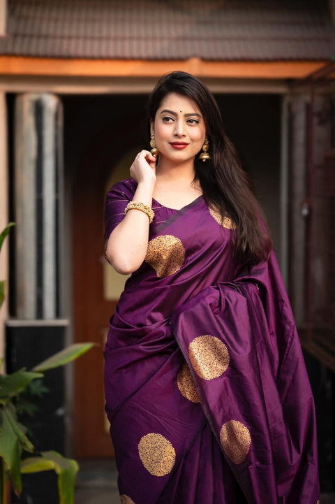 VastraLakshmi Fairytale Purple Soft Silk Saree With Comely Blouse Piece