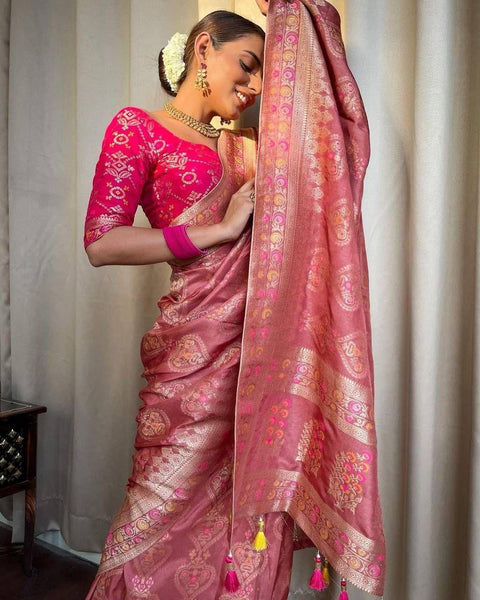 VastraLakshmi Attractive Peach Soft Silk Saree With Jazzy Blouse Piece