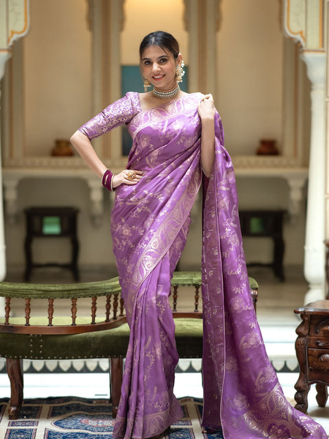 VastraLakshmi Propinquity Lavender Soft Silk Saree With Felicitous Blouse Piece