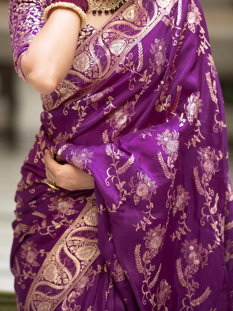 VastraLakshmi Splendiferous Purple Soft Silk Saree With Petrichor Blouse Piece