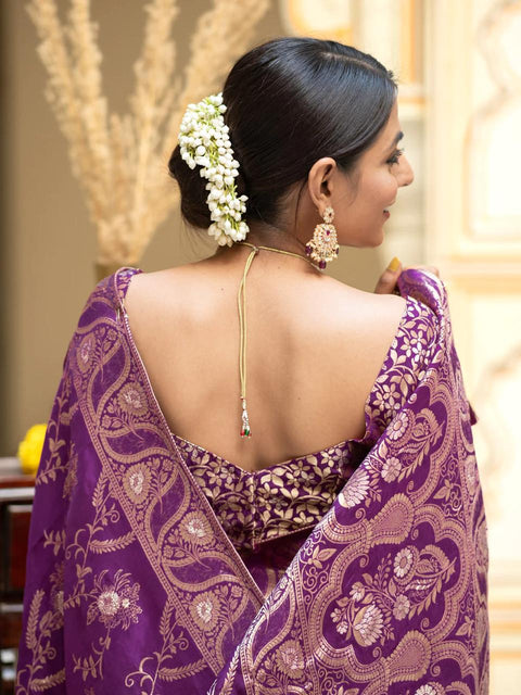 VastraLakshmi Splendiferous Purple Soft Silk Saree With Petrichor Blouse Piece