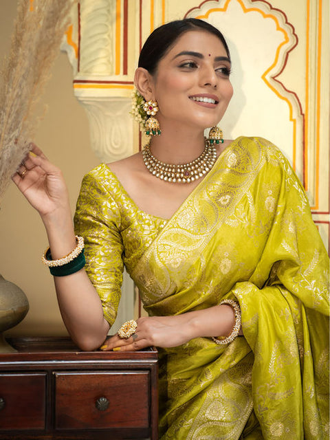 VastraLakshmi Traditional Yellow Soft Silk Saree With Twirling Blouse Piece