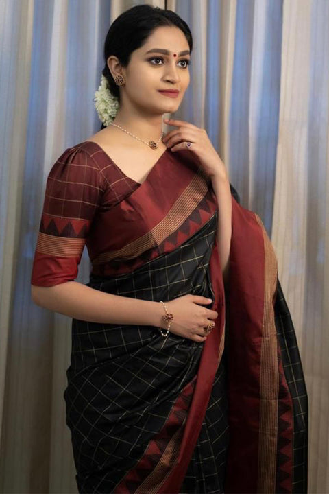 VastraLakshmi Marvellous Black Soft Silk Saree With Amazing Blouse Piece