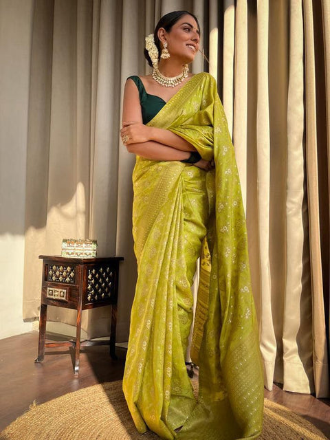 VastraLakshmi Enchanting Yellow Soft Silk Saree With Fantabulous Blouse Piece