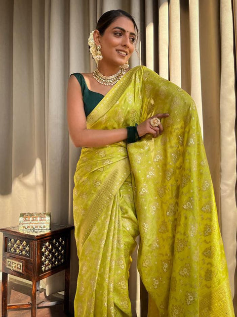 VastraLakshmi Enchanting Yellow Soft Silk Saree With Fantabulous Blouse Piece