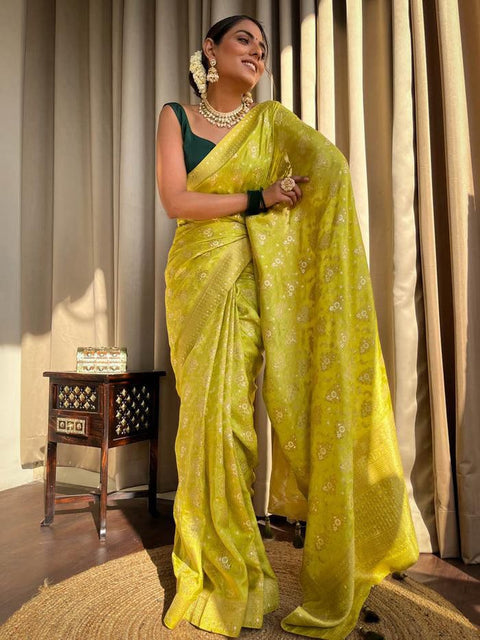 VastraLakshmi Enchanting Yellow Soft Silk Saree With Fantabulous Blouse Piece