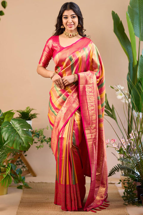 VastraLakshmi Luxuriant Multicolor Soft Banarasi Silk Saree With Supernal Blouse Piece