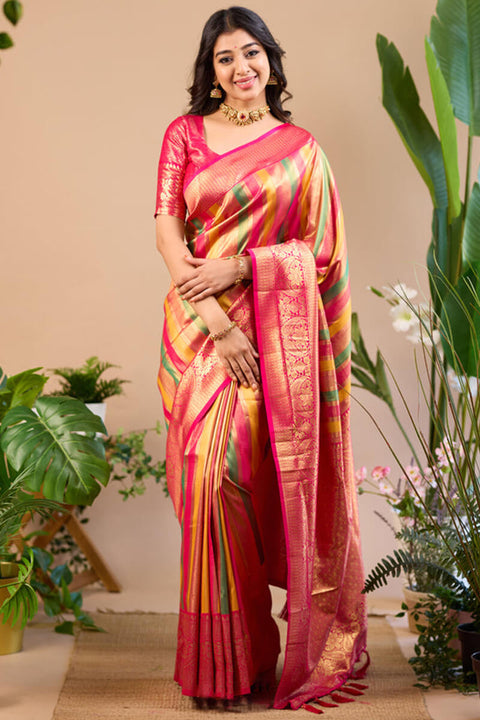 VastraLakshmi Luxuriant Multicolor Soft Banarasi Silk Saree With Supernal Blouse Piece