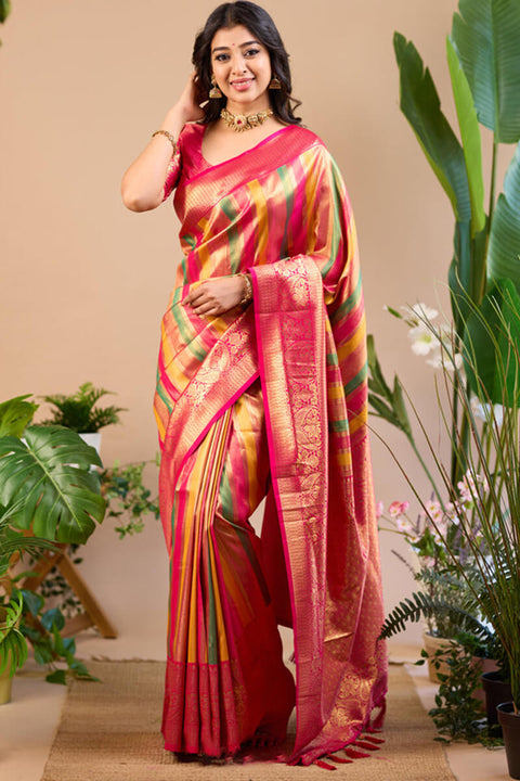 VastraLakshmi Luxuriant Multicolor Soft Banarasi Silk Saree With Supernal Blouse Piece