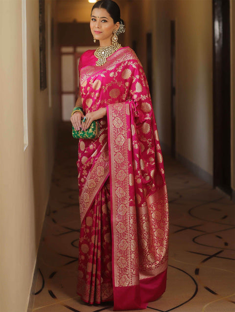 VastraLakshmi Fairytale Dark Pink Soft Silk Saree With Comely Blouse Piece