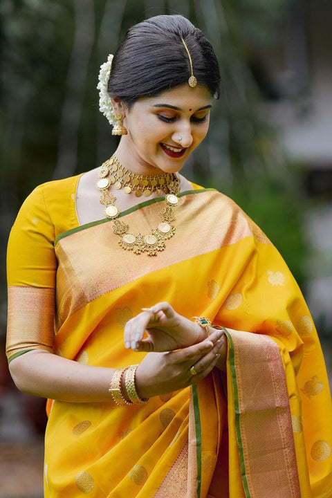 VastraLakshmi Amazing Yellow Soft Silk Saree With Surpassing Blouse Piece