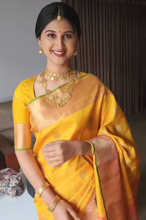 VastraLakshmi Amazing Yellow Soft Silk Saree With Surpassing Blouse Piece