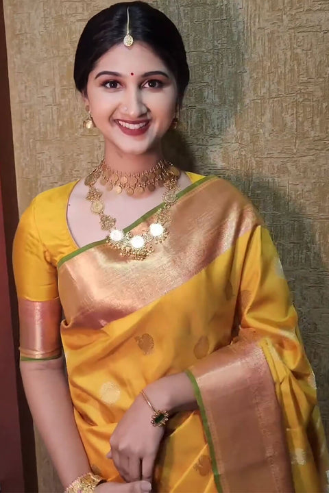 VastraLakshmi Amazing Yellow Soft Silk Saree With Surpassing Blouse Piece