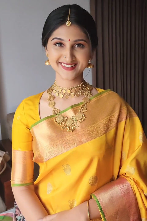 VastraLakshmi Amazing Yellow Soft Silk Saree With Surpassing Blouse Piece