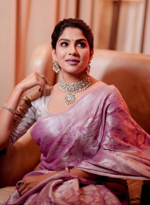 VastraLakshmi Classy Pink Soft Silk Saree With Exceptional Blouse Piece