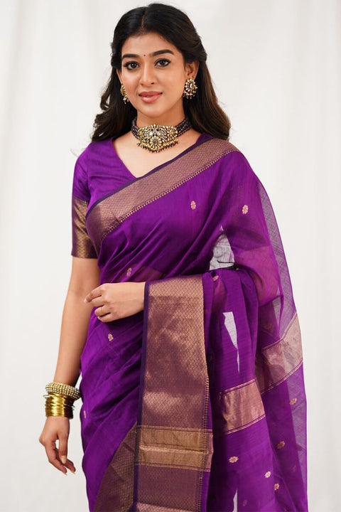 VastraLakshmi Flattering Magenta Cotton Silk Saree With Innovative Blouse Piece