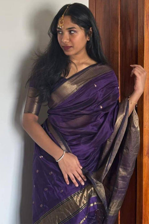 VastraLakshmi Fantabulous Purple Cotton Silk Saree With Pleasurable Blouse Piece