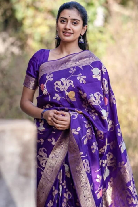 VastraLakshmi Angelic Purple Soft Silk Saree With Devastating Blouse Piece