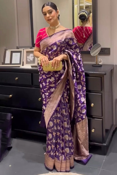 VastraLakshmi Invaluable Purple Soft Silk Saree With Designer Blouse Piece