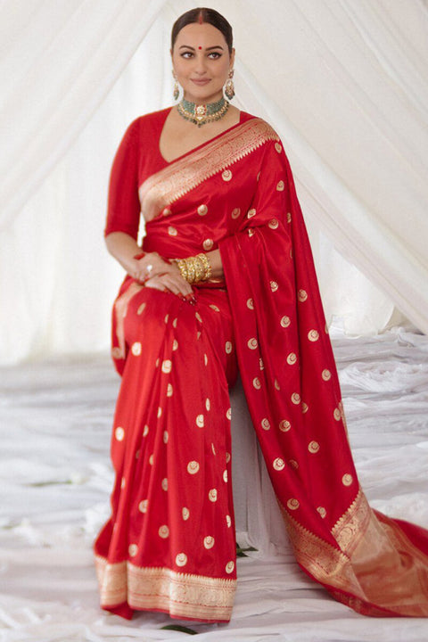 VastraLakshmi Staring Red Soft Silk Saree With Delightful Blouse Piece