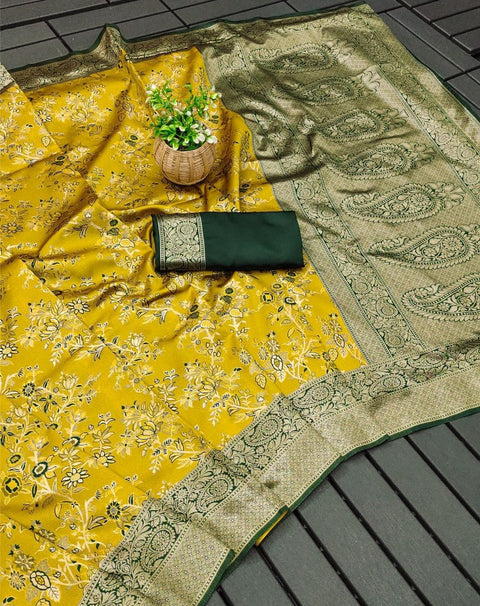 VastraLakshmi Desiring Yellow Soft Silk Saree With Blissful Blouse Piece