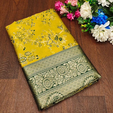 VastraLakshmi Desiring Yellow Soft Silk Saree With Blissful Blouse Piece