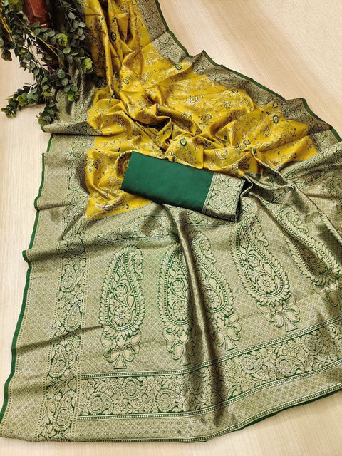 VastraLakshmi Desiring Yellow Soft Silk Saree With Blissful Blouse Piece