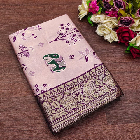 VastraLakshmi Deserving Lavender Soft Silk Saree With Ravishing Blouse Piece