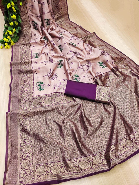 VastraLakshmi Deserving Lavender Soft Silk Saree With Ravishing Blouse Piece