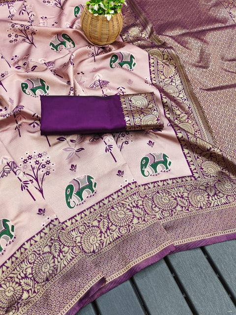 VastraLakshmi Deserving Lavender Soft Silk Saree With Ravishing Blouse Piece