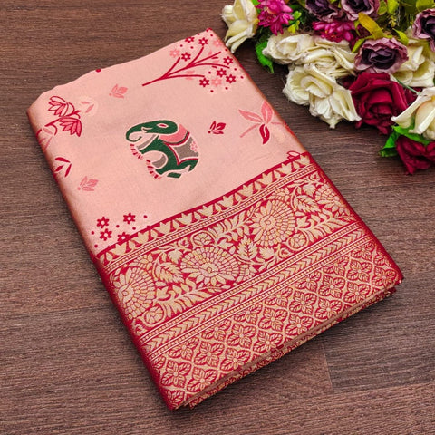 VastraLakshmi Ideal Pink Soft Silk Saree With Divine Blouse Piece