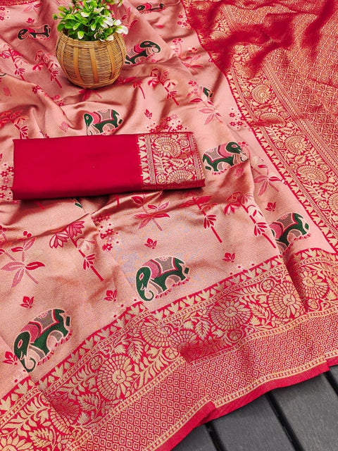 VastraLakshmi Ideal Pink Soft Silk Saree With Divine Blouse Piece