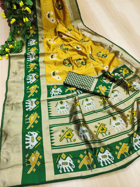 VastraLakshmi Opulent Mustard Soft Silk Saree With Glorious Blouse Piece