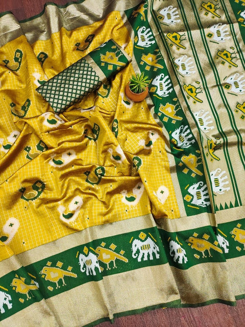 VastraLakshmi Opulent Mustard Soft Silk Saree With Glorious Blouse Piece