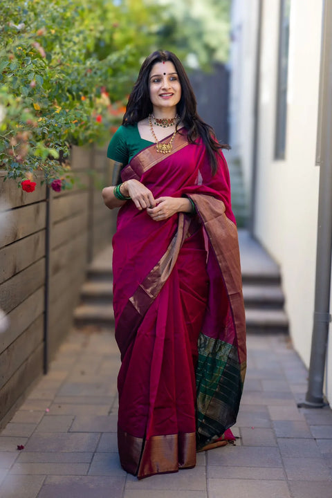 VastraLakshmi Innovative Dark Pink Soft Silk Saree With Staring Blouse Piece