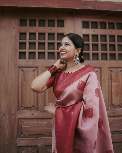 VastraLakshmi Magnetic Pink Soft Silk Saree With Snappy Blouse Piece