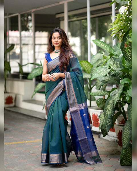 VastraLakshmi Outstanding Rama Soft Silk Saree With Impressive Blouse Piece