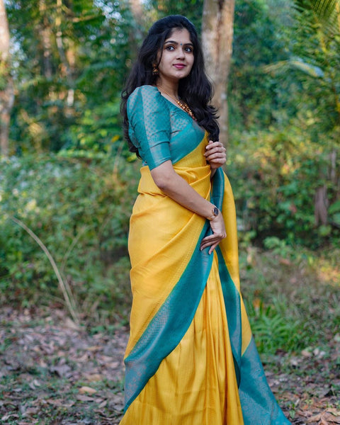 VastraLakshmi Sensational Yellow Soft Silk Saree With Angelic Blouse Piece