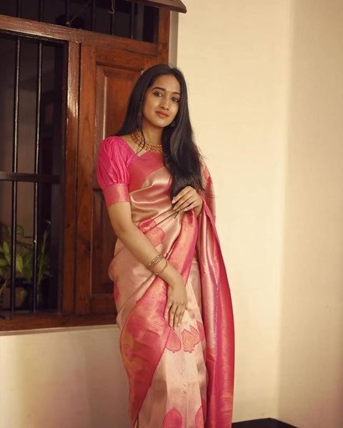 VastraLakshmi Elegant Peach Soft Silk Saree With Unique Blouse Piece